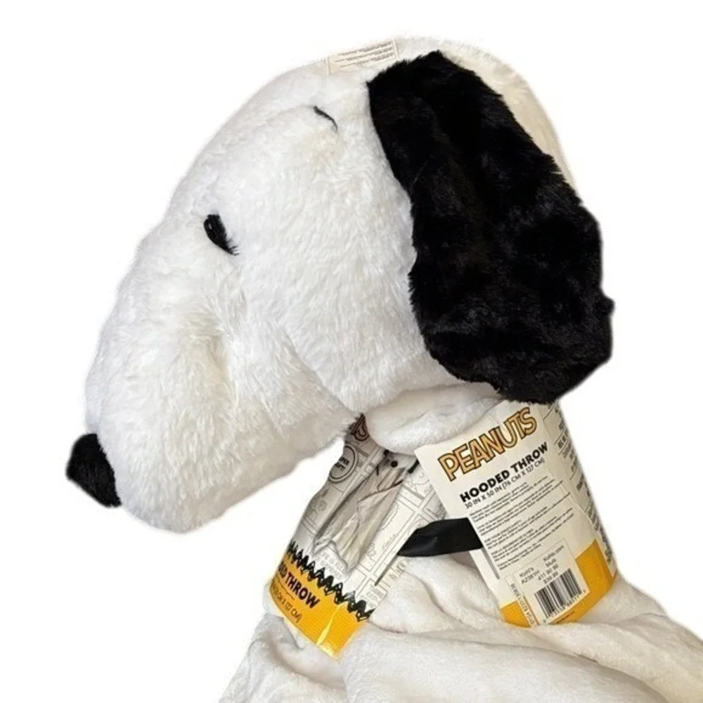 Peanuts Snoopy Hooded Throw Blanket - Black and White 30in x 50in NEW